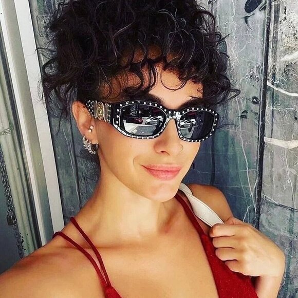 VERSACE Sunglasses VE4361 539787  Medusa Biggie Black Gold Studs  Rectangle - Picture 4 of 15